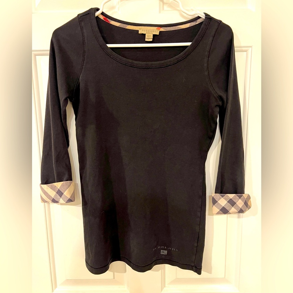 Burberry Black 3/4 Length Knit Top Size Women’s Medium